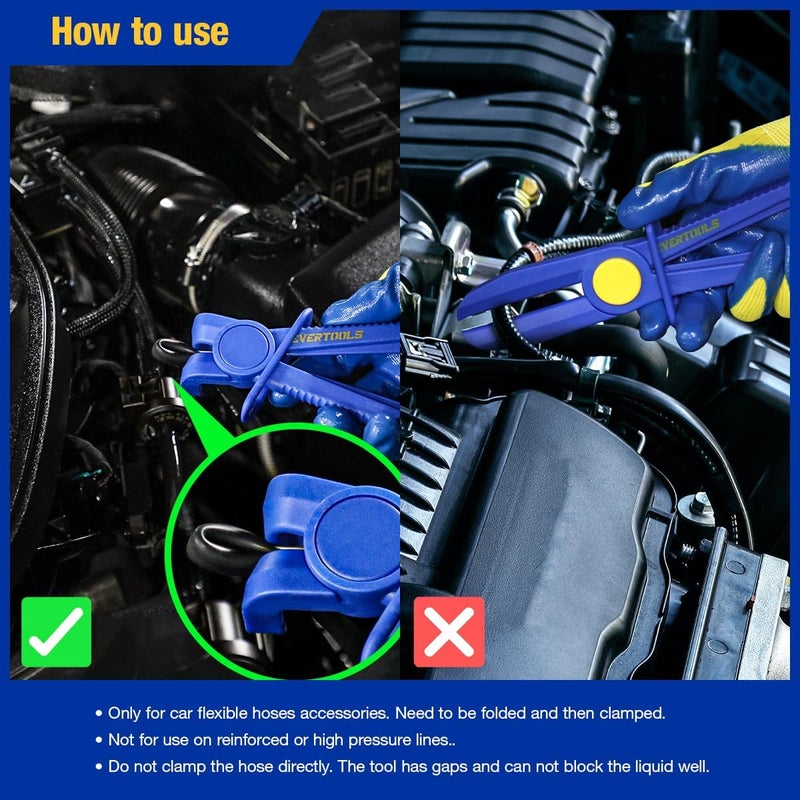 Evertools 6pcs Hose Clamp Pliers Set, Radiator Fuel Line Clamp Tool, Straight & 90° Angled Pinch Off Pliers Set for Flexible Brake, Fuel, Coolant and Radiator Hoses - Image 4